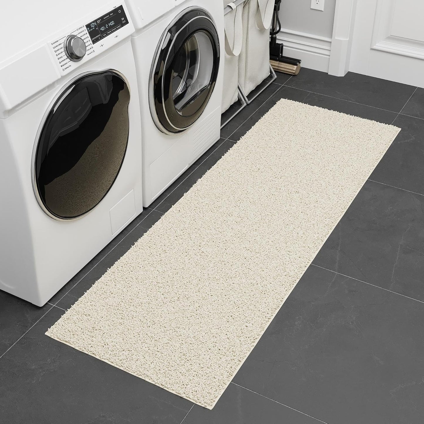 2' X 6' Shaggy Runner Rug - Plush & Cozy Non-Slip Carpet for Bedroom, Living Room, Bathroom & Entryway - Durable & High-Traffic Friendly for Hallways & Dorms, Cream