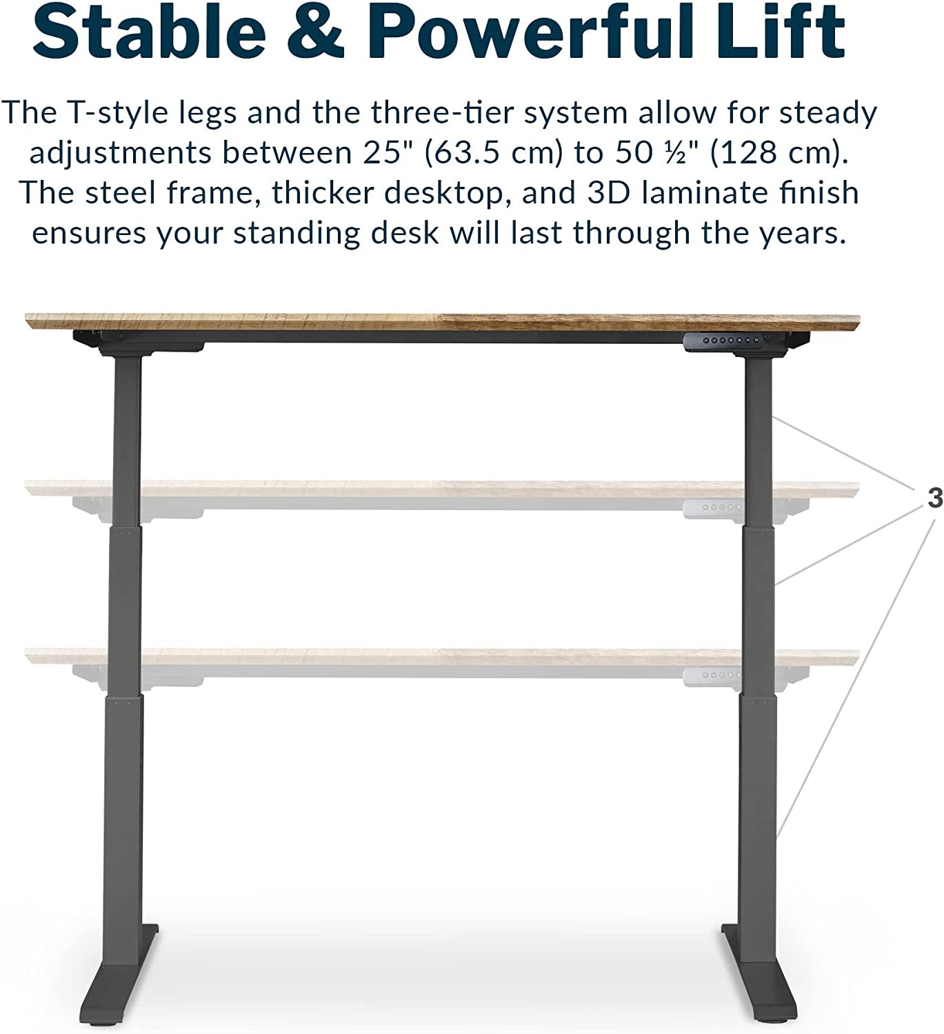 Electric Standing Desk - 60X30 desk, Adjustable Height Stand up Computer Desk - Dual Motor with Memory Presets, Stable T-Style Legs- Home Office Essentials - Reclaimed Wood