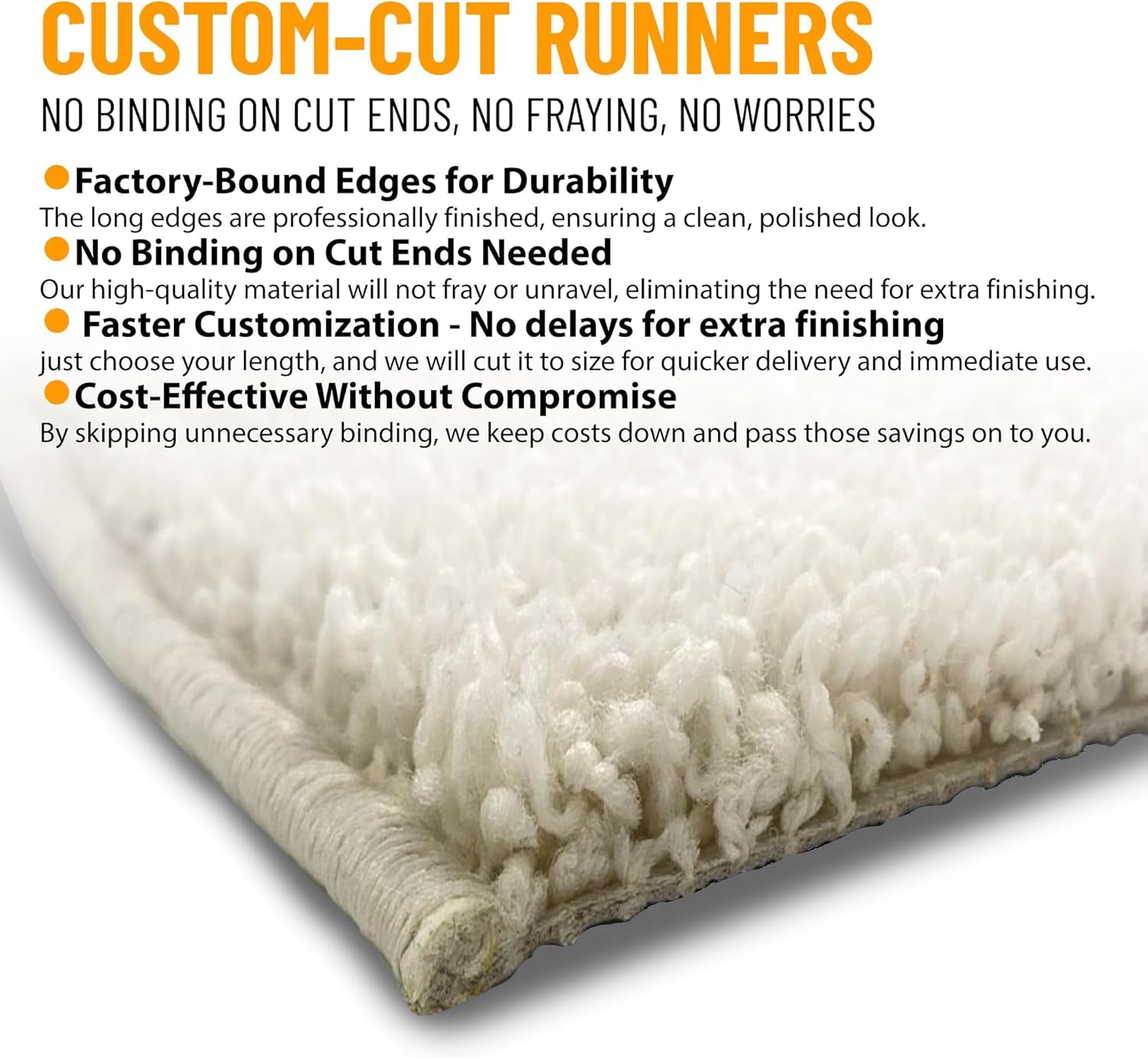2' X 6' Shaggy Runner Rug - Plush & Cozy Non-Slip Carpet for Bedroom, Living Room, Bathroom & Entryway - Durable & High-Traffic Friendly for Hallways & Dorms, Cream