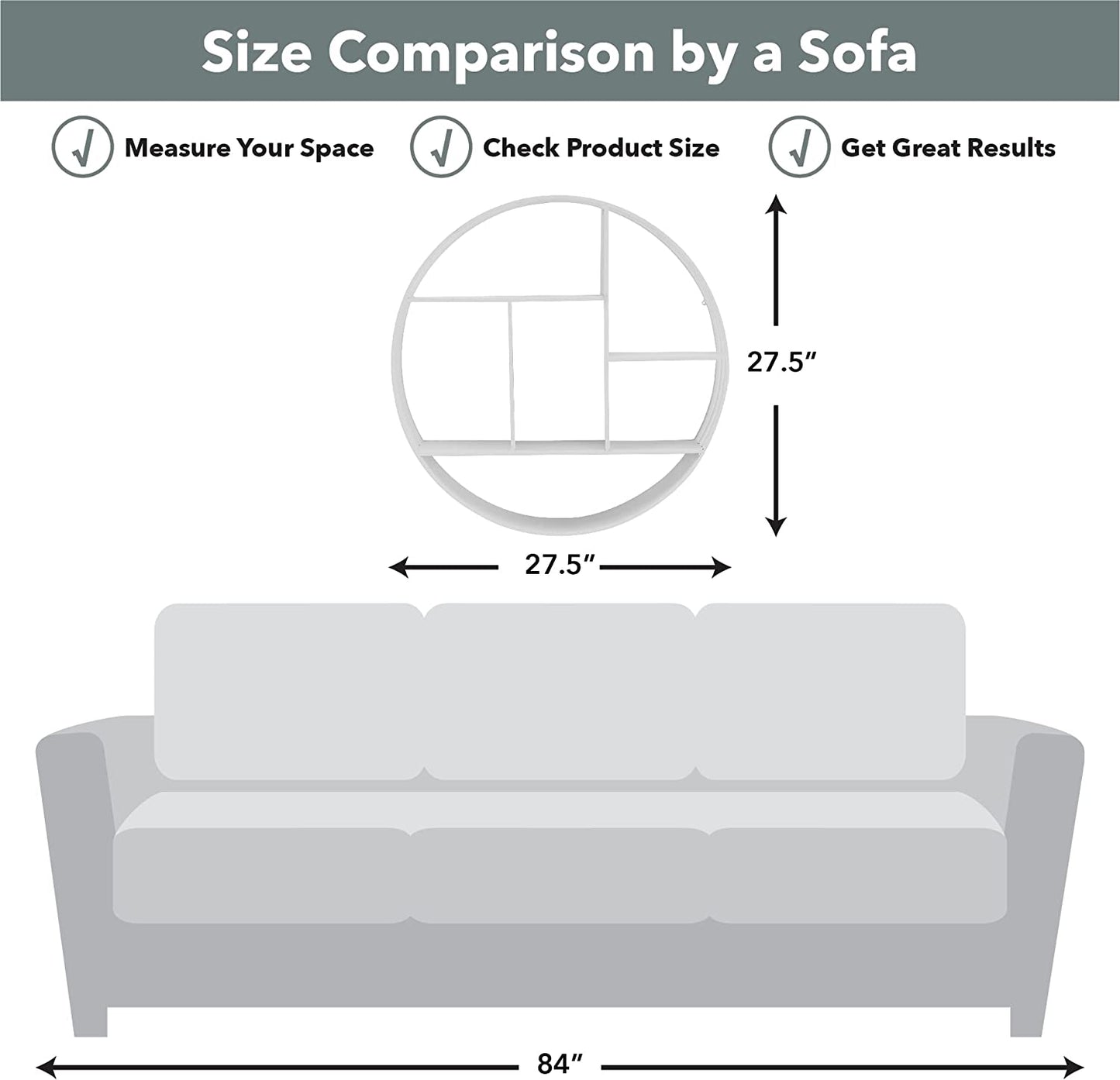 & Co. White Brody Wall Shelf, round 3 Tier Wall Mounted Floating Shelf for Bathroom, Bedroom, Living Room Decor, Metal, Industrial, 27.5 Inches