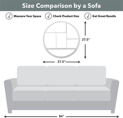 & Co. White Brody Wall Shelf, round 3 Tier Wall Mounted Floating Shelf for Bathroom, Bedroom, Living Room Decor, Metal, Industrial, 27.5 Inches