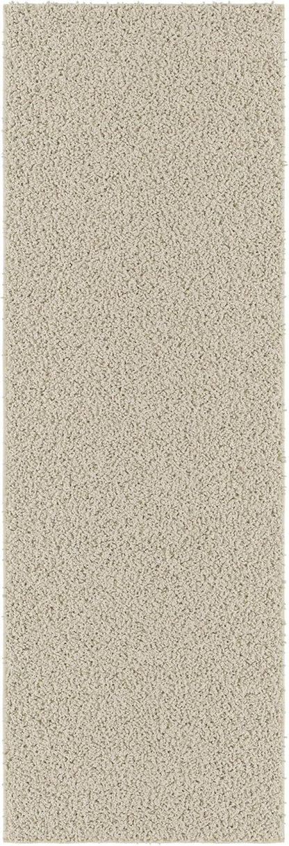 2' X 6' Shaggy Runner Rug - Plush & Cozy Non-Slip Carpet for Bedroom, Living Room, Bathroom & Entryway - Durable & High-Traffic Friendly for Hallways & Dorms, Cream