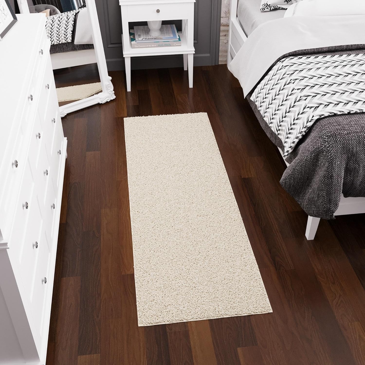 2' X 6' Shaggy Runner Rug - Plush & Cozy Non-Slip Carpet for Bedroom, Living Room, Bathroom & Entryway - Durable & High-Traffic Friendly for Hallways & Dorms, Cream