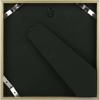 , 8X8 Gold Aluminum Picture Frame - Set of 1 - Ideal for Displaying 4X4 Photos with Mat or 8X8 without Mat - Real Glass Front - Simple Gallery Wall Frames for Art Prints and Posters