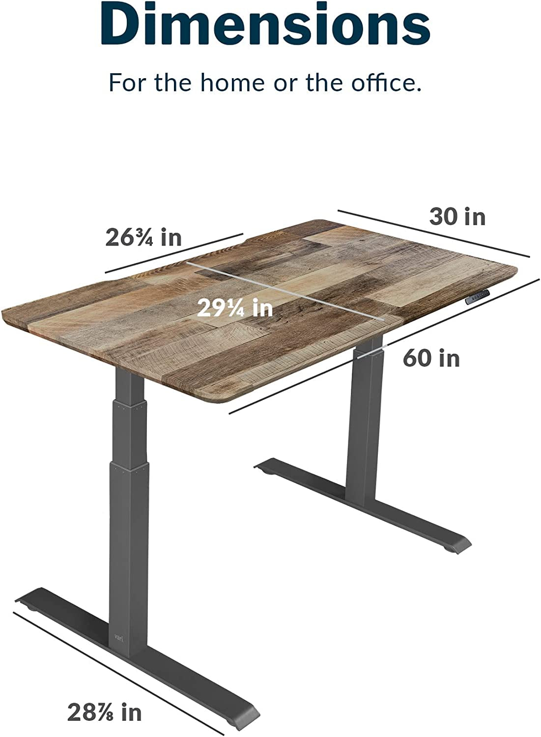 Electric Standing Desk - 60X30 desk, Adjustable Height Stand up Computer Desk - Dual Motor with Memory Presets, Stable T-Style Legs- Home Office Essentials - Reclaimed Wood