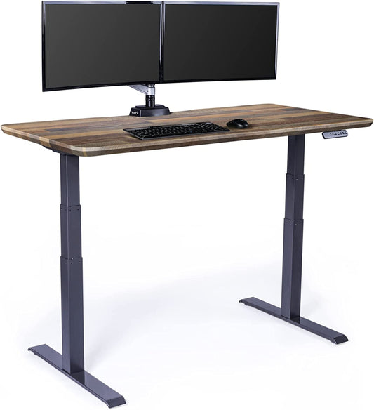 Electric Standing Desk - 60X30 desk, Adjustable Height Stand up Computer Desk - Dual Motor with Memory Presets, Stable T-Style Legs- Home Office Essentials - Reclaimed Wood
