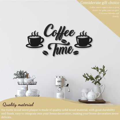 7 Pieces Coffee Time Rustic Sign Coffee Wall Art Coffee Sign Wall Decor with Coffee Beans and Coffee Cups Sign for Coffee Bar Home Office Kitchen (Basic Style)