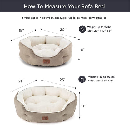 Dog Beds for Small Dogs - round Cat Beds for Indoor Cats, Washable Pet Bed for Puppy and Kitten with Slip-Resistant Bottom, 20 Inches, Camel
